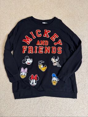 Disney Black Sweatshirt with Multicolor Character Accents